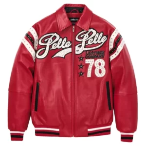 Pelle Pelle Encrusted Varsity Red Jacket