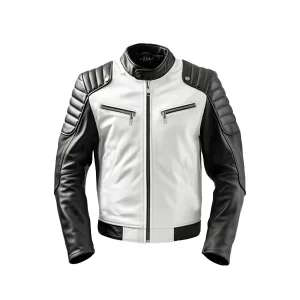 Sportage Black & White Cafe Racer Leather Jacket
