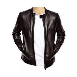 Plain black moto style jacket-01