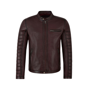Stylish Black and Burgundy Moto Leather Jacket-01