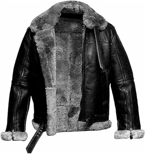 Mens B3 bomber Aviator Black Leather Jacket